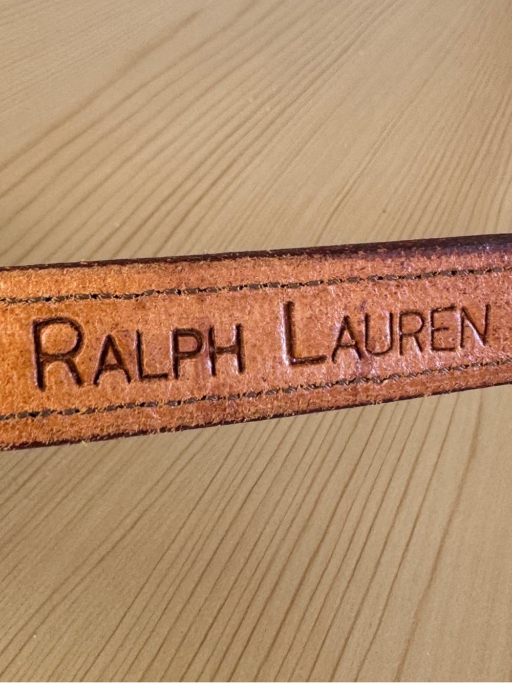 Vintage 80s Ralph Lauren Tan Vaccheta Leather Belt RL Stamp Italy Size 30” - Picture 9 of 11